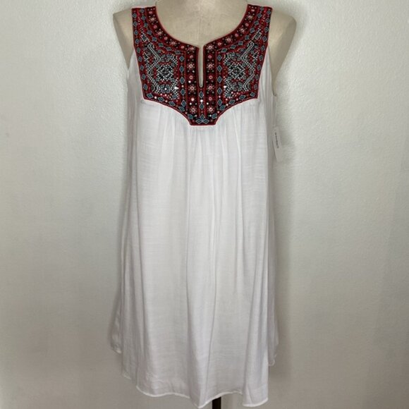 Westport White Knee Length Lined Boho Dress